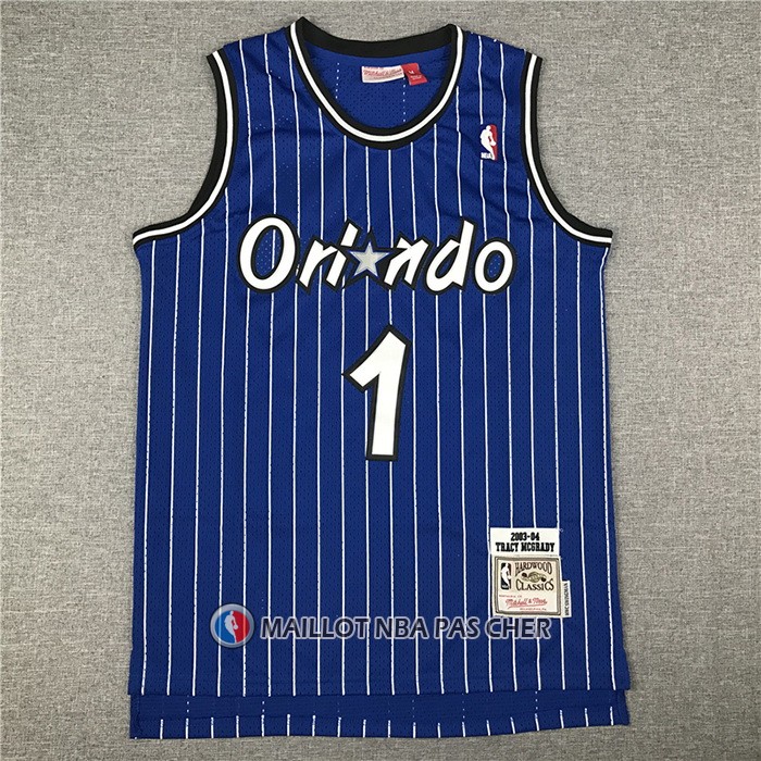 Maillot Orlando Magic Tracy McGrady No 1 Mitchell & Ness 2003-04 Bleu